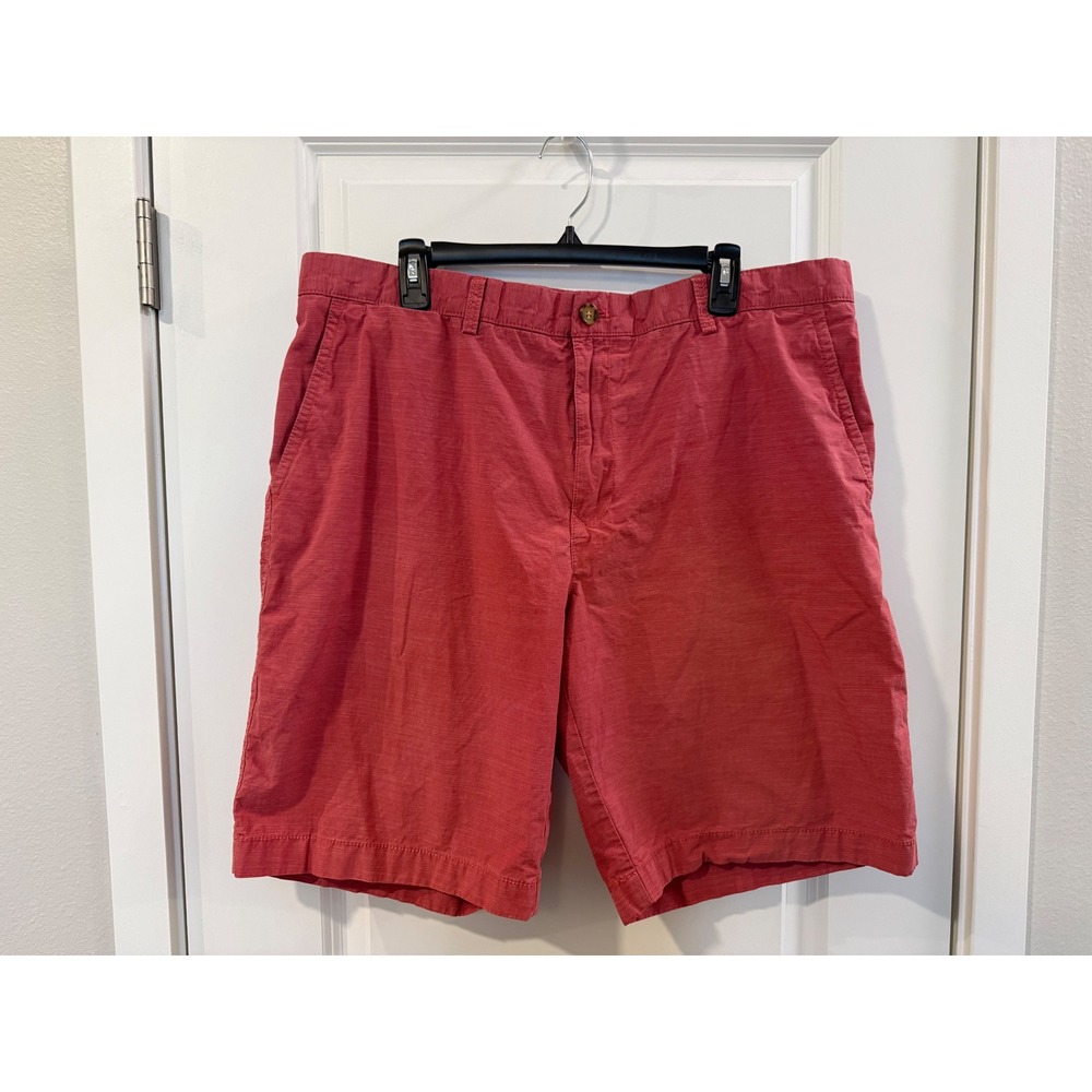 Tommy Hilfiger Mens Red Slub Textured Chino Shorts Size 40 Classic Summer Preppy